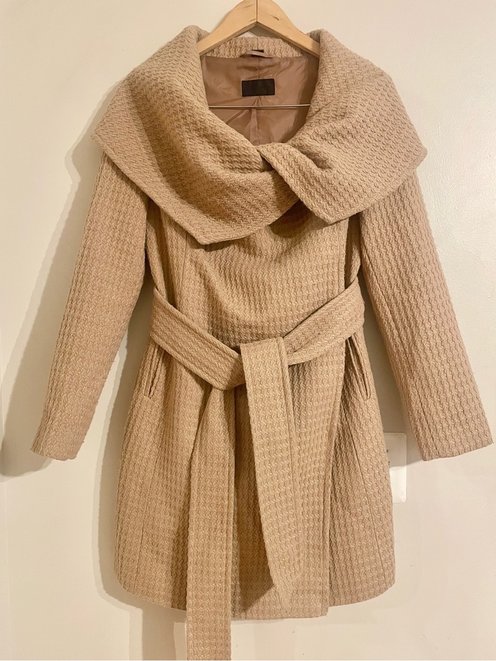 RUDSAK Camel Knit Wrap Sweater-Coat with Shawl Collar Sz 2- EUC